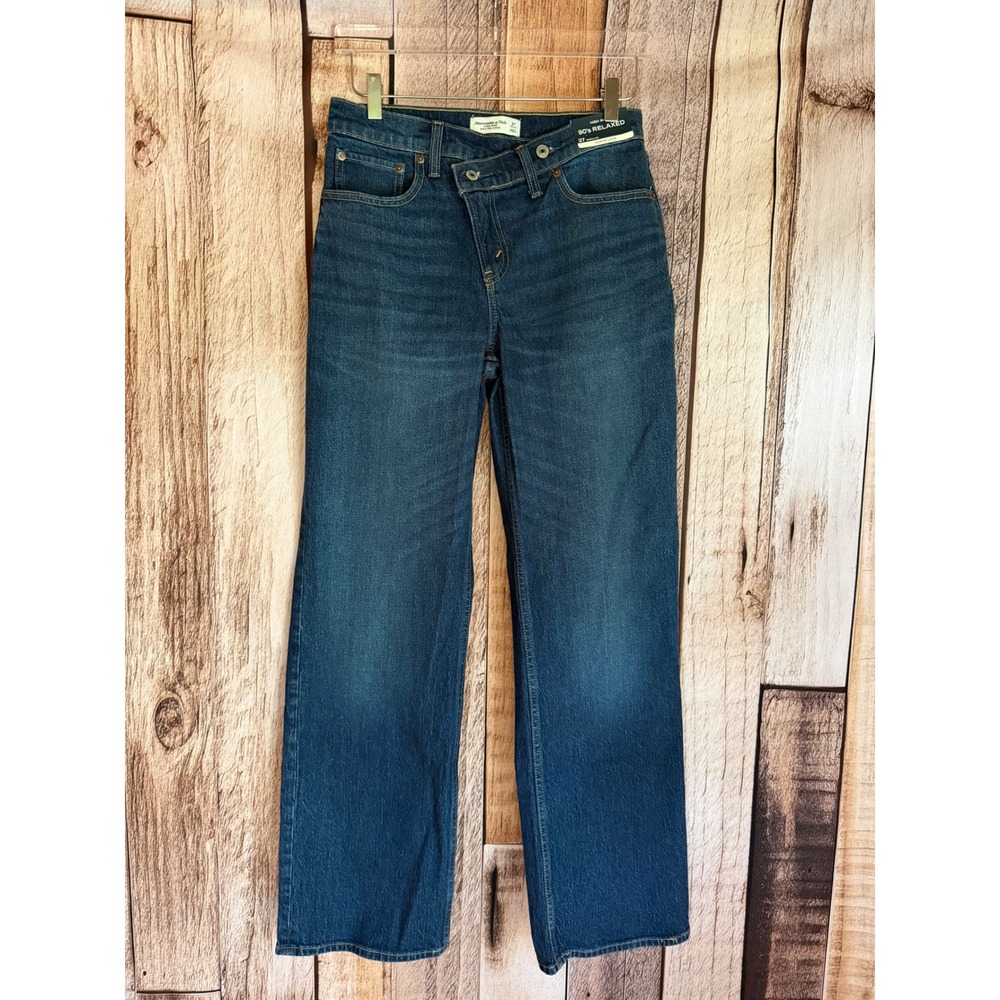 Abercrombie & Fitch High Rise 90's Relaxed Curve Love Jeans Blue Size 27 NWT